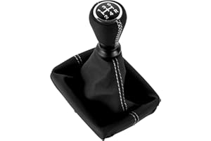 DOMENICA 5 Gang Schaltknauf Schalthebel mit Schaltmanschette Kompatibel für Peugeot 206 406 (Weiß)