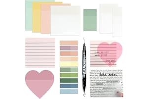 EVERTHJ 650 Durchsichtige Transparente Haftnotizen Sticky Notes, Colorful Transparent Set Notizzettel Schulsachen Aesthetic School Stuff Transparent for School Office Home