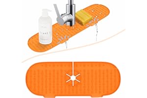 RYHX Protección contra salpicaduras para grifos, alfombrillas de silicona absorbentes para la cocina, colector de gotas para grifos de baño, evita daños por agua en encimeras- naranja