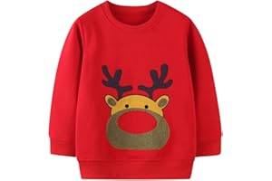 WinZero Little Girls Sweatshirt Cotton Crew Neck Toddler Christmas Jumper Long Sleeve Pullover Tops for Kids 2-7 Years Children Clothes