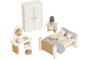 PAPO Le Toy Van - Wooden Daisylane Master Bedroom Dolls House Accessories Play Set For Dolls Houses, Dolls House Furniture Sets - Suitable For Ages 3+