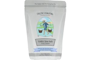 CELTIC COASTAL Celtic Sea Salt 500g Resealable Bag with FREE Salt Grinder | Organic, Essential 82 Minerals | Perfect for Cooking & Baking | Gluten-Free, Non-GMO, Kosher, Paleo-Friendly…