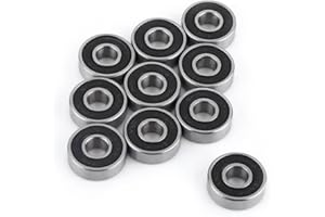 VBESTLIFE 10 sztuk łożysk kulkowych, łożysko kulkowe 608-2RS dwustronne uszczelnione z czarnej gumy głębokie rowki