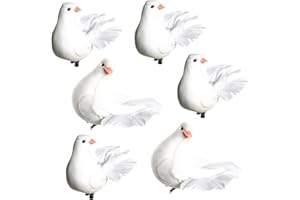 Logbuch-Verlag Pack de 6 palomas decorativas con pinza para manualidades 7,5 cm - adornos símbolo de la paz paloma blanca decoración
