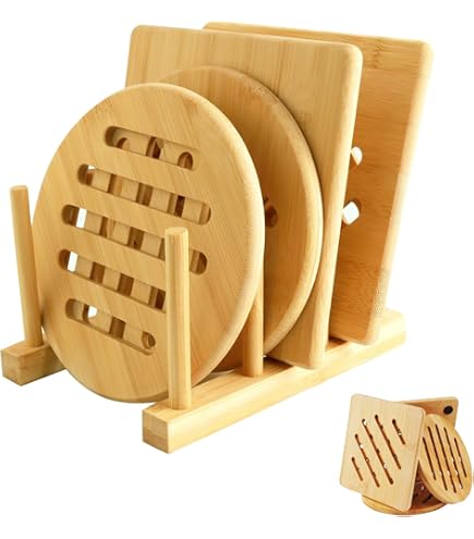 Set Di 4 Sottopentola Rotondi In Bambù, Antiscivolo, Lavabili E Resistenti Al Calore Per Proteggere Ciotole Padelle E Piatti 15 X 15 Cm 90848873