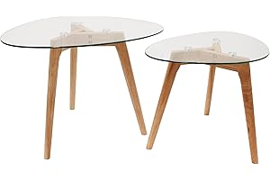 THE HOME DECO FACTORY CMHD3212 Set 2 MESAS Nido Cristal, Madera, 60 x 45 x 43 cm