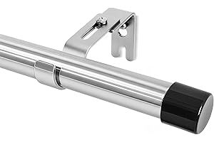 Deconovo Extendable Curtain Poles for Eyelet Curtains, 25mm Silver Curtain Pole Set 76-157cm with Adjustable Brackets, Net Curtain Rods for Windows, 76-157cm, Silver