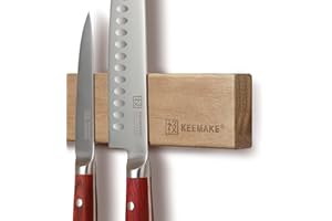 KEEMAKE Barra Magnetica per Coltelli 41 cm, Porta Coltelli Magnetico in Legno di Acacia, Calamita Coltelli Cucina al Neodimio da Parete