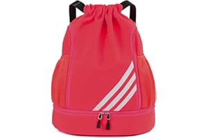 Oziral Zaino con coulisse Borsa a tracolla resistente all'acqua Palestra Sport con scomparto per scarpe Tasche laterali in rete per donna Uomo
