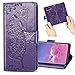 Produktbild Nadoli Leder Hülle für LG G7,Retro Schmetterling Blumen Muster Kunstleder Trageschlaufe Ständer Flip Brieftasche Handyhülle Schutzhülle für LG G7,Lila