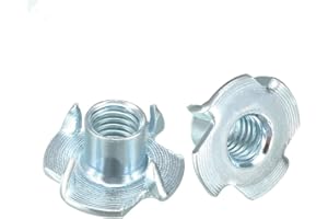 sourcing map M8 4 Pronged Tee Nut T-Nut for Table Legs Rock Climbing Wall Woodwork Holds Wood Cabinetry 100Pcs