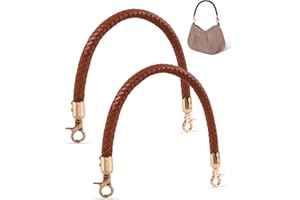 MEGAVOW 2 piezas Correas de Bolso de Recambio con Asa Trenzada, Correas de Bolso de Cuero de PU, con Gancho de Metal, Accesorios de Bolso de Bricolaje, Marrón, 40cm