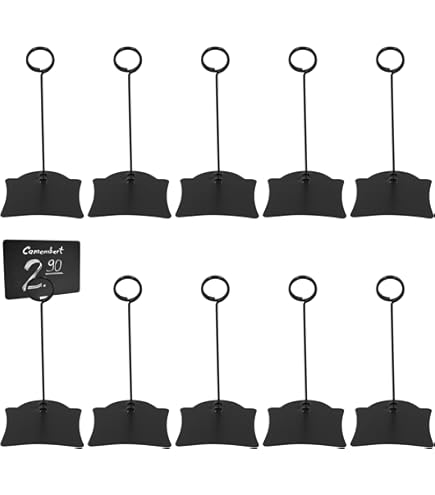 Portacartelli Segnaposto Nero - 10 Pezzi Metallo - Per Prezzi, Foto, Matrimoni - Foto 10