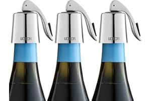 WOTOR Tappi bottiglie vino in acciaio inox, Tappo per vino con guarnizione in silicone, riutilizzabile accessori vino, a prova di perdite, per mantenere il vino fresco, confezione da 3 (argento)