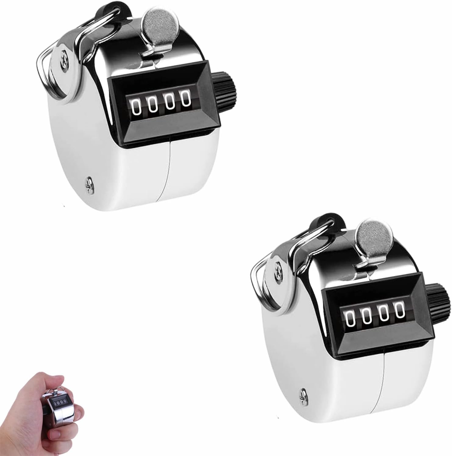 TFSYLISA 2 Piezas Contador Manual, Metálico Contadors Mecánico de 4 Dígitos, Contador de Clicker de Mano para Entrenador Tejido Personas Pesca Golf Deporte Estadio