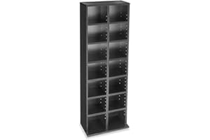 Hampton & Stewart New CD Media Display Shelf Unit Tower Rack Adjustable Shelves (Black)