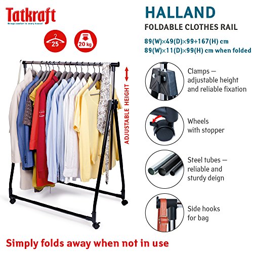 Tatkraft Halland Faltbare Kleiderständer Klappbar Stahl Verchromt Höhenverstellbar 99-167 cm - 6