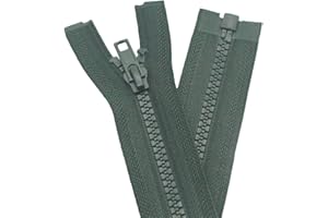 YaHoGa 2 unidades de 60 cm cremallera de plástico 5 mm divisible cremallera cremallera para chaquetas verde oliva