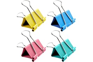 GOODTOU 130 Pcs Binder Clips - 6 Sizes Metal Foldback Clips Assorted Size Colours Clamps Paper Clips 15mm 19mm 25mm 32mm 41mm 51mm