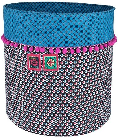 Colorique Chokhi Stamps Storage Box Stars Fuchsia Large,Diameter 40 x 40 cm, Fuchsia, Blue