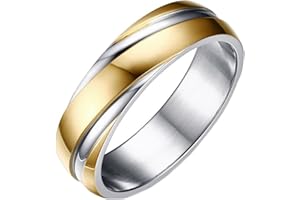 Epinki 6MM Bague Homme Femme, Bague Acier Inoxydable Bicolore, Alliance pour Mariage Fiançailles Anniversaire, Or/Noir/Or Rose, Taille 49-70
