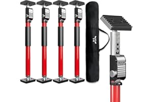 3-H Set de 4 Etai Telescopique Reglable 40-70 cm, Étai de Porte Tout Acier Épais | Charge Max 75kg | Étai de Soutien Télescopique pour Plaque de Plâtre, Cadre de Porte, Installation d'armoire, Rouge