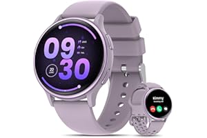 HASAKEI Smartwatch Donna, 1.27" HD Orologio Smartwatch con Chiamate Bluetooth, 2 Cinturini 400+ Quadranti, Monitor del Periodo/Sonno/Indice UV, 70+ Sport IP68 Orologio Fitness iOS Android Viola Chiaro