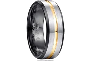 NUNCAD Ring Herren/Damen Wolframcarbid 4mm 6mm 8mm 10mm Men Fashion Schmuck Ehering Verlobungsringe Paar Freundschaftsring Schwarz Blau Gold Rosegold Größe 47 bis 80 (15-25.4)