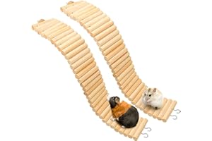 Wonninek Wooden Pet Ladder Bridge 2 stück Soft Animal Bridge Spielzeug Biegbares Käfig Habitat Spielzeug für Hamstermaus Chipmunk und andere Kleintiere