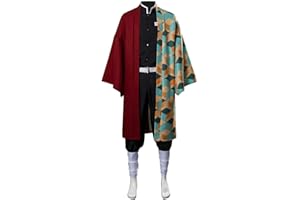 WeizhaonanCos Mens Tomioka Giyuu Cosplay Costume Halloween Anime Haori Kimono Outfit Set