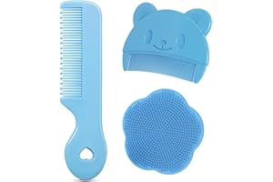 SULIUDAJI 3-teiliges Set Baby Badebürste, Milchschorf Baby Entfernen Bürste, Sanfter Milchschorf Kamm für Neugeborene, Effektives Kopfgneis Entfernen Baby, Ergonomischer Baby Kamm und Badebürste (B)