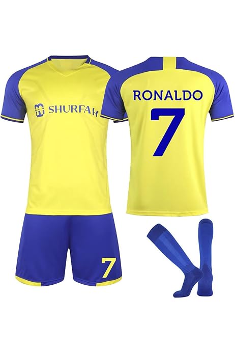 Maillot Portugal No 7 Enfant - Tenue Football 2024 Avec Short - Polyester - Taille 140 à 176