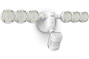 ‎SANSI SANSI 45W LED Strahler mit Bewegungsmelder Außen, 6000 Lumen, 5000K Tageslichtweiß LED Sicherheitslicht, Superhell LED Außenleuchte mit Bewegungsmelder, IP65 Wasserdichtes Einstellbar Flutlicht, Weiß