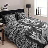 Tela funda de edredón de Buda meditación: color antracita, 100% algodón, antracita, 140 x 220