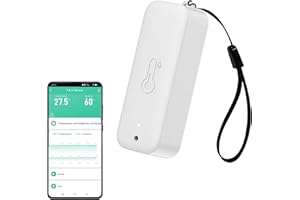 PHOVOLT Sensore termometro Igrometro WiFi – Sensore di temperatura e umidità senza fili per interni ed esterni con notifica app remota per serre e case, bianco, confezione da 1