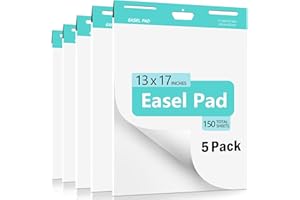 ABCDPP Sticky Easel Pad, 33 x 43 CM Anchor Chart Paper, 5 Pads Flip Chart Paper for Training, Presentation, Meetings, Doodling