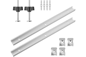 MaxAwe Lot de 8 rails T-Track, 2 rails à rainure en T de 400 mm, en alliage d'aluminium, piste en T avec curseur M8/M6 et poignée en plastique M8 et 8 vis pour outils de travail du bois