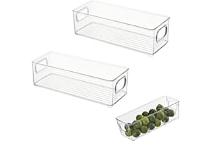 Eabdice 2 Pezzi Cassetti Per Frigorifero, Contenitori Frigo Impilabili, Organizer Frigorifero Trasparenti, per Frigoriferi, Congelatori e Armadietti