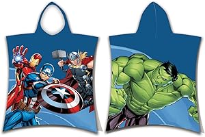Jerry Fabrics Avengers Hero - Poncho da bagno con cappuccio, 50 x 115 cm