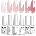 Vishine Smalto Semipermanente Trasparente, 6 Colori in gel per unghie Colore Naturale Rosa Nude French Manicure Gelatina di C
