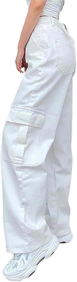 Geagodelia Pantalones anchos de mujer de cintura alta, pantalones de  invierno de Denim Jeans estilo de calle casual y elegantes S-L Color  blanco. S: Amazon.es: Ropa