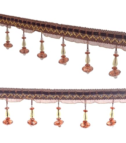 DecoPro 3" Beaded Tassel Fringe Trim - Cappuccino Brown Multicolor For Sewing & Crafts