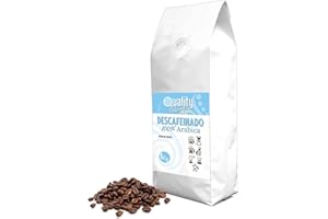 QUALITY ROASTERS COFFEES Grains de café naturels. Décaféiné 100% Arabica. 1kg. Goût lisse. Torréfie artisanal.