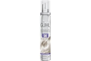 ‎GUHL Guhl Schaum-Tönungsfestiger - Farbe 98 - Silberblond - Für graues, lichtblondes, hellblondes und weißes Haar - Sanfter Halt, Volumen und Farbglanz - Hält 1 bis 3 Haarwäschen
