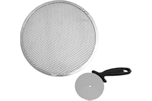 FMPROFESSIONAL FM professional 9913550 Roulette à pizza, Coupe pizza, Plaque à pizza perforée, plaque pour pizza surgelée, Acier inoxydable, aluminium, 30 cm, 21 cm