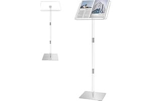 koretech Podium Stand, Lecterns & Podiums, Acrylic Podium, Portable Podium Stand, Adjustable Angles with Metal Base, Podium for Classroom, Church, Weddings, Speech, 16" L x 12" W x 43" H, Clear