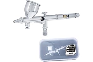 Fengda Alta precisión Control de detalle Aerógrafo de acción por gravedad de doble acción FE-180, punta de 0,2 mm, 9 ml de vaso de líquido de embudo, válvula de control de aire