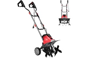 SOARS Motozappa Elettrica 1200W, Larghezza 35 CM, Profondità 22 CM, Ruote Pieghevoli & Altezza Regolabile, Doppia Sicurezza, Zappatrice Elettrica per Serra, Giardino, Campo, Cortile (4 Lame)