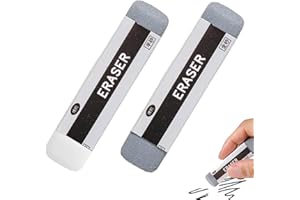 FINEHENCHI 2 Pcs Natural Rubber Eraser Set for Ink and Pencil Full Sand and Half Sand Eraser for Fountain Pen, Stationery Supplies, School Office Correction Supplies, Double Head Remover for Ballpoint Pen