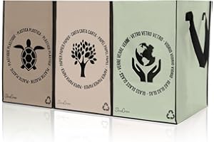 Shiva Green Mulltrennsystem 3fach - Recycling System - Altglas Sammelbehälter - Leergut Sammelbehälter - Altpapier Sammler - aus Plastik und Glas mit Deckel (Matcha) OHNE DECKEL